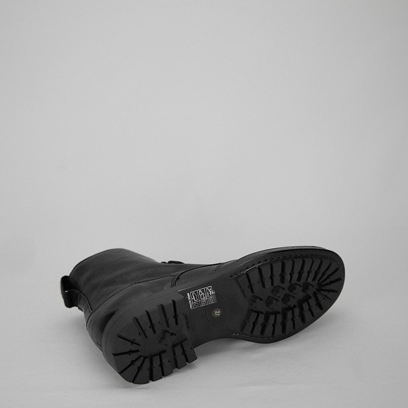 MEDDY BLACK - Women's Lace-up Ankle Boot in Vegetable Lambskin - HUNDRED100®