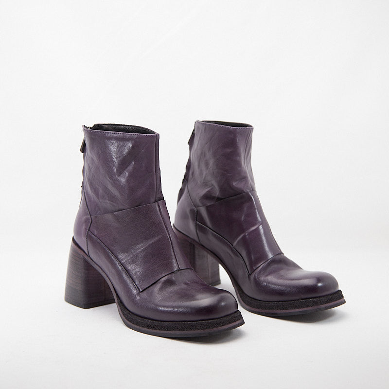 TYRA - Stivaletto con zip in pelle di vitello - HUNDRED100® (Marrone/Viola/Nero)