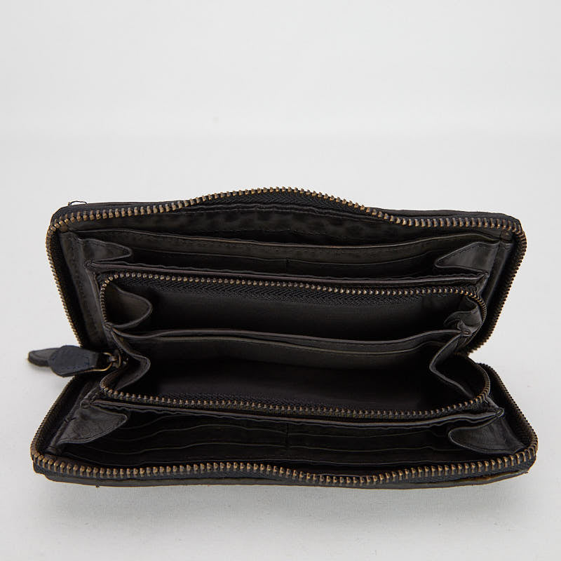 HNDWALLET01 - Women's wallet in Garment Dyed buffalo - HUNDRED100®