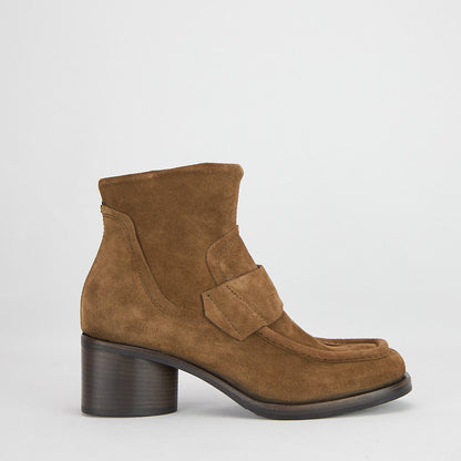 GEOMETRIC TOBACCO - Women's Suede Ankle Boots with Zip - HUNDRED100®