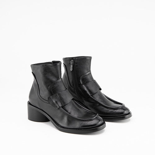 GEOMETRIC NERO- Stivaletto con Zip Donna in Pelle di Bufalo  - HUNDRED100® - HUNDRED100