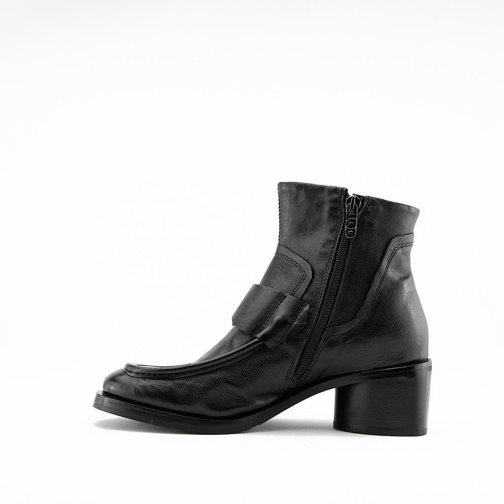 GEOMETRIC NERO- Stivaletto con Zip Donna in Pelle di Bufalo  - HUNDRED100® - HUNDRED100