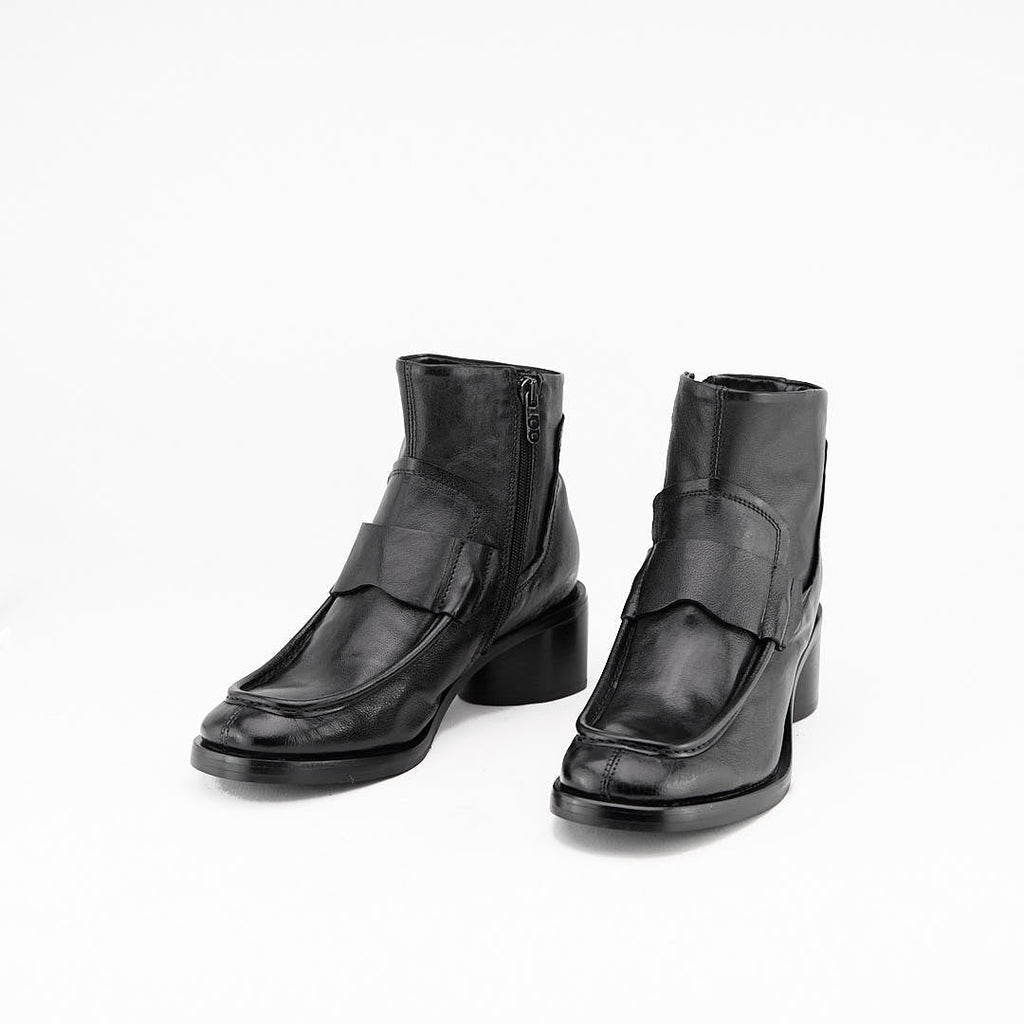 GEOMETRIC NERO- Stivaletto con Zip Donna in Pelle di Bufalo  - HUNDRED100® - HUNDRED100