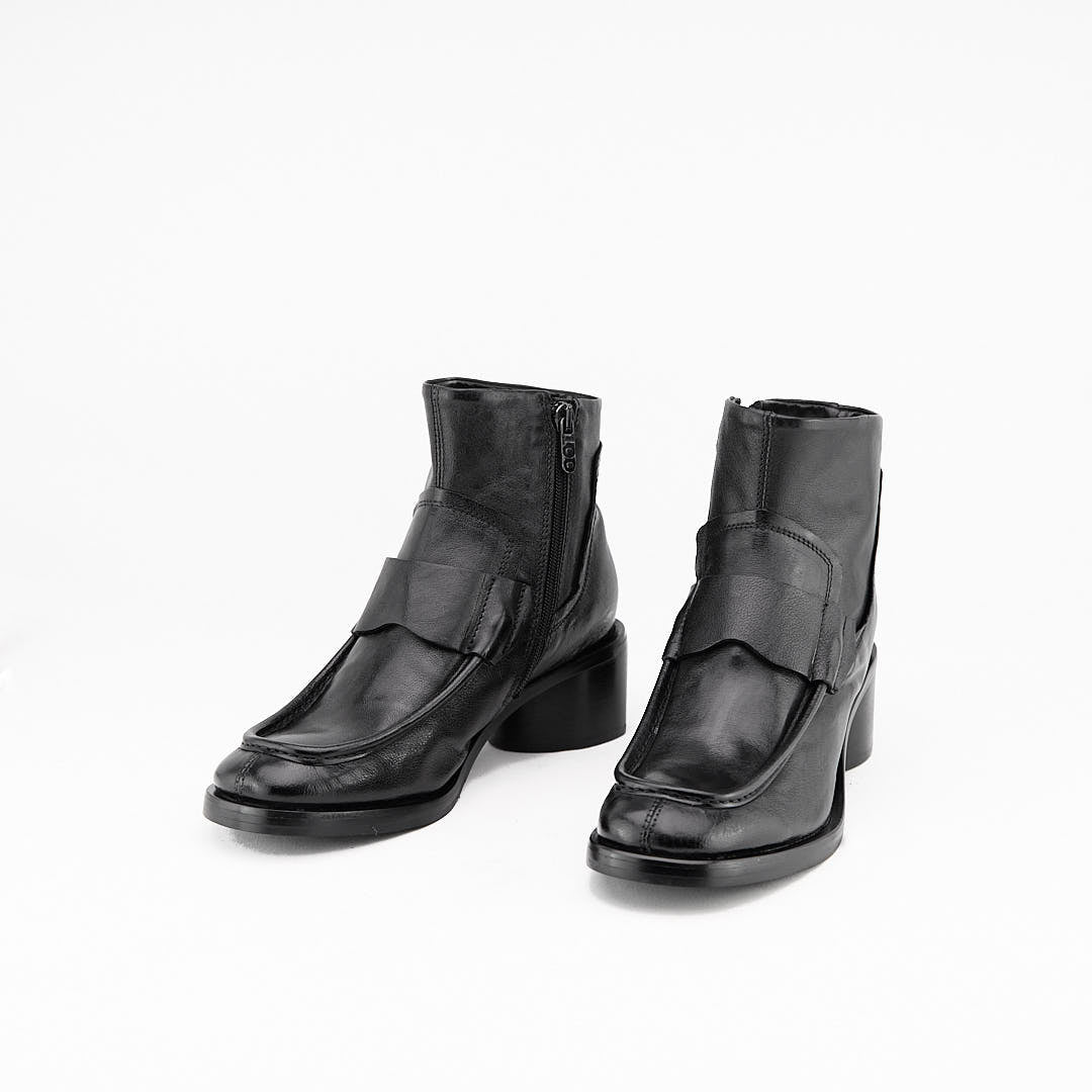 GEOMETRIC NERO- Stivaletto con Zip Donna in Pelle di Bufalo  - HUNDRED100® - HUNDRED100