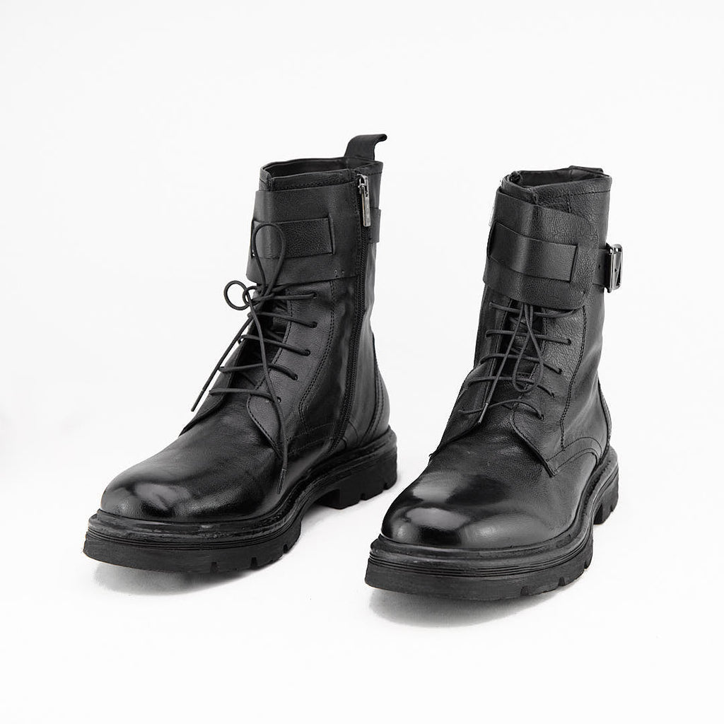 GOTHIC NERO - Stivaletto Stringato Uomo in Pelle di Bufalo - HUNDRED100® - HUNDRED100