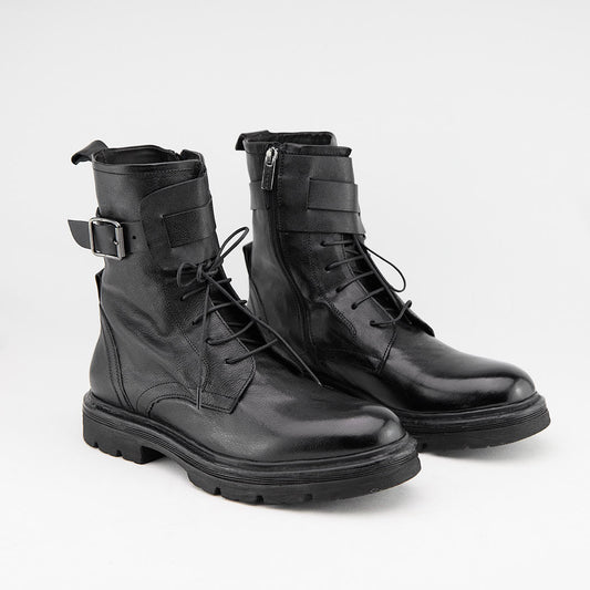 GOTHIC NERO - Stivaletto Stringato Uomo in Pelle di Bufalo - HUNDRED100® - HUNDRED100