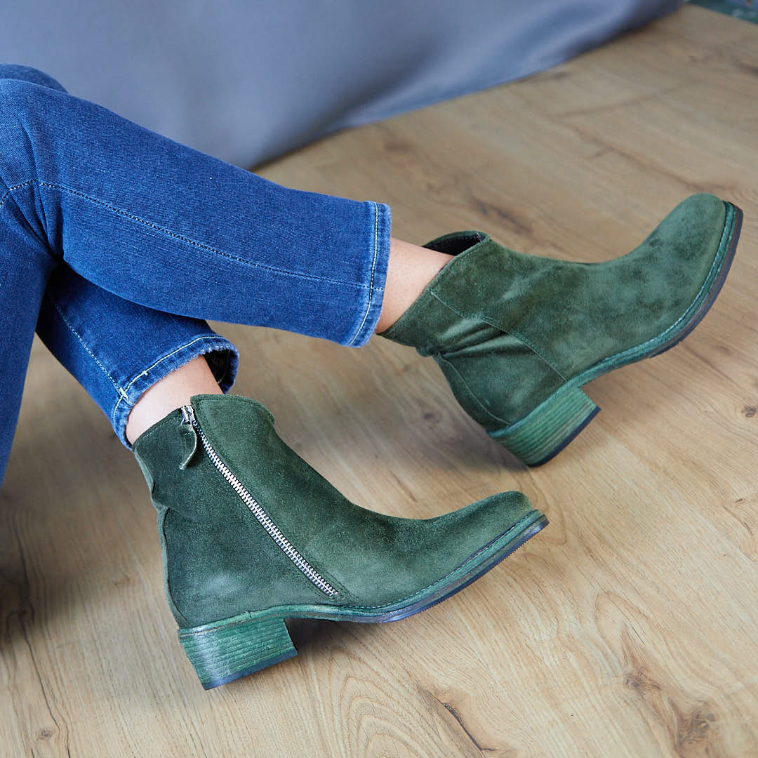JOSEFIN VERDE - Stivaletto con Zip Donna in Camoscio - HUNDRED100® - HUNDRED100