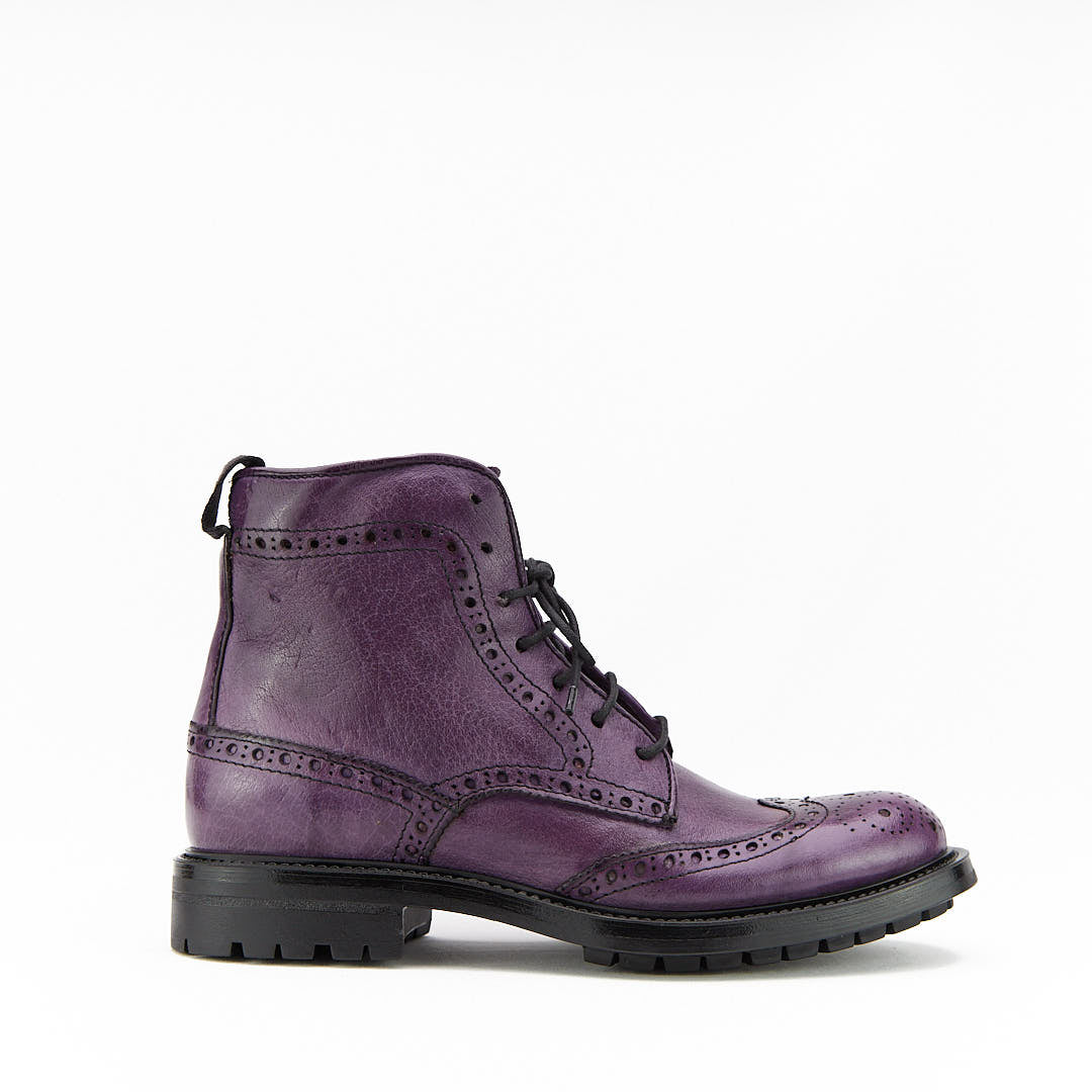 KADWA VIOLA - Stivaletto Stringato Donna in Bufalo Tinto in Capo - HUNDRED100® - HUNDRED100