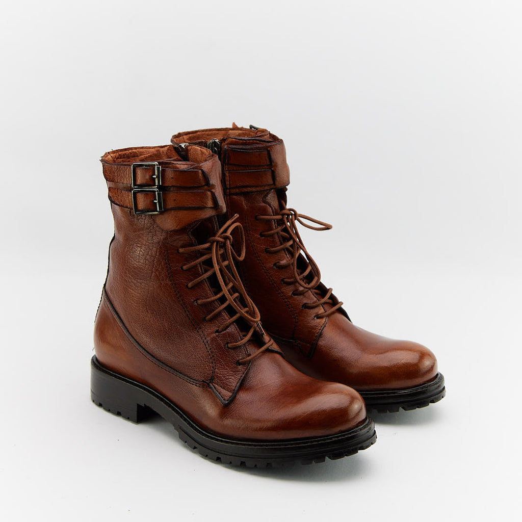 ZARID CUOIO - Stivaletto Stringato Donna in Pelle di Bufalo Tinto in Capo - HUNDRED100® - HUNDRED100