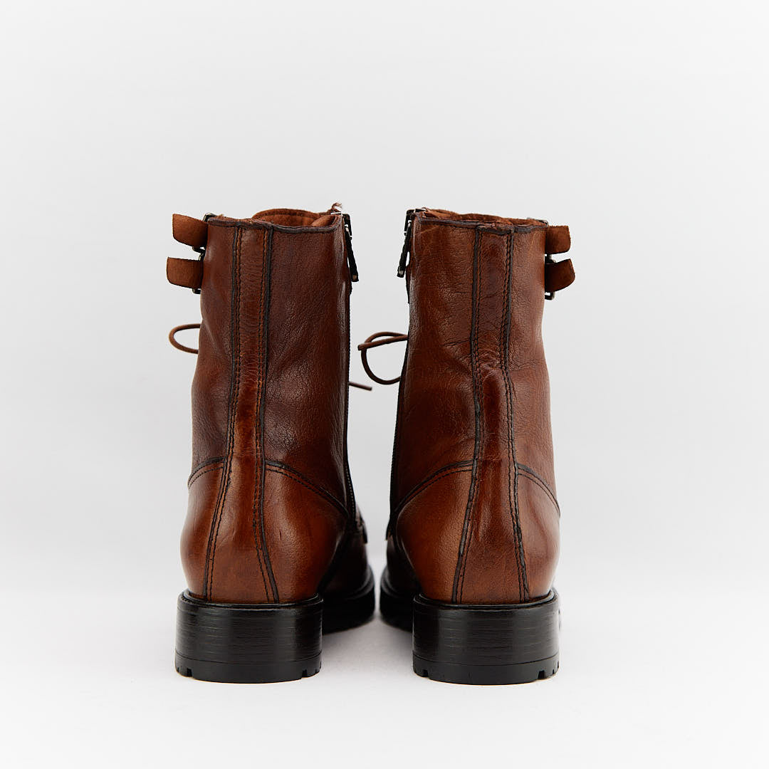 ZARID CUOIO - Stivaletto Stringato Donna in Pelle di Bufalo Tinto in Capo - HUNDRED100® - HUNDRED100